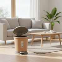 Poubelle à pédale avec sac intérieur et couvercle rabattable, poubelle en plastique écologique pour la maison, le salon, la cuisine, la salle de bain