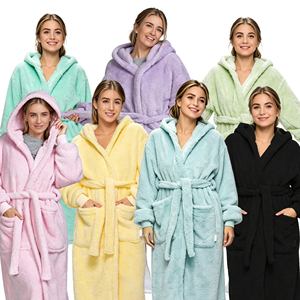 Accappatoio Invernale Oversize in Pile Eco-Friendly con Cappuccio, Lunghezza al Polpaccio, Stile Sherpa, con Coulisse, Unisex - Produzione ODM - Product Image 1