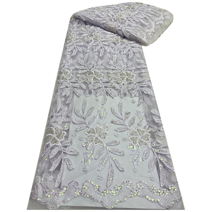 NI.AI, vestido de cuentas de tela africana de encaje con lentejuelas bordadas de color melocotón, encaje de red encantador para ropa de mujer - Product Image 6