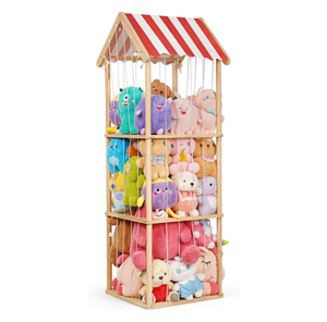 आसान असेंबली कुटीर शैली के प्लग खिलौने आयोजक बच्चों के बेडरूम और प्लेरूम के लिए भरा पशु भंडारण रैक - Product Image 2