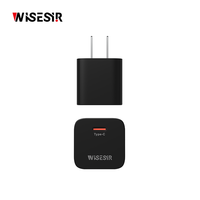 Chargeur USB-C PD intelligent WISESIR 20W GaN avec protection contre la surchauffe QC3.0 OTP, efficacité PPS 92% pour la charge ultra-rapide du S23