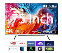 TV LED Smart UHD 4K Super Tipis Laris Manis 32/43/50/55/65/75/85/98 Inci dengan Refresh Rate NTSC 60Hz Bingkai Hitam Tanpa Rangka untuk Penggunaan di Rumah