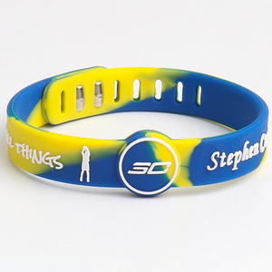 Silicone Vòng đeo tay thời trang bóng rổ Sao Logo dây đeo cổ tay khóa Ribbon ren lên chuỗi điều chỉnh kích thước vòng đeo tay - Product Image 4