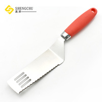 Spatule à fentes en acier inoxydable de haute qualité avec lame dentelée, pelle multifonctionnelle pour steak frit, ustensile de cuisine