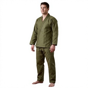 Conjunto de Kimono de Jiu-Jitsu Brasileño Unisex Verde Oliva, Uniforme de Artes Marciales Teñido Liso y Duradero - Product Image 2