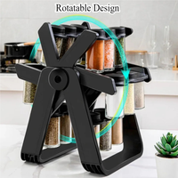 Organisateur d'épices créatif pour comptoir de cuisine, support rotatif à 360 degrés en forme de grande roue, ensemble de 18 pots à épices en PP et ABS