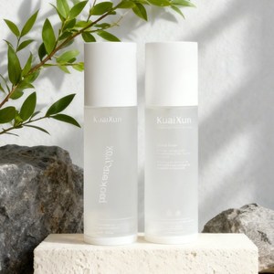 Flacon pompe sans air en <span class=keywords><strong>plastique</strong></span> givré rond personnalisé de 15 ml à 100 ml, flacon sans air en <span class=keywords><strong>plastique</strong></span> pour essence pour les yeux avec bouchon blanc - Product Image 1