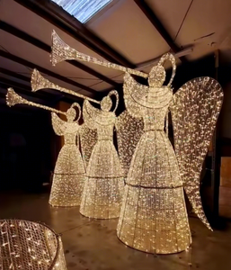 3D ha condotto la scultura di modellazione di illuminazione dell'angelo illuminata motivo del segno di buon natale decorazione commerciale delle luci di natale - Product Image 1