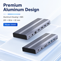 Station d'accueil USB-C DisplayLink 13-en-1, 2xHDMI+2xDP 4K+60Hz, USB3.2 Gen2 10 Gbps, Ethernet Gigabit, lecteur de cartes SD/TF, station d'accueil pour ordinateur portable