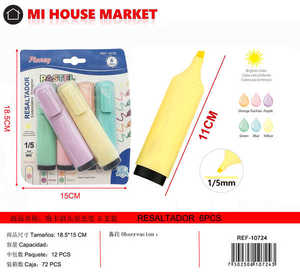 Evidenziatori Colorati 6 Pezzi Punta a Scalpello Colori Pastello per Scuola e Ufficio - Product Image 1