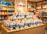 Jouets en peluche personnalisés, lapin marin doux avec chapeau jaune pour les cadeaux d'enfants, promotions de vacances, jouets en peluche personnalisés