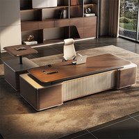 Bureau de direction électrique automatique Omnispace en forme de L, réglable en hauteur, design moderne et minimaliste, avec tiroir à dossiers
