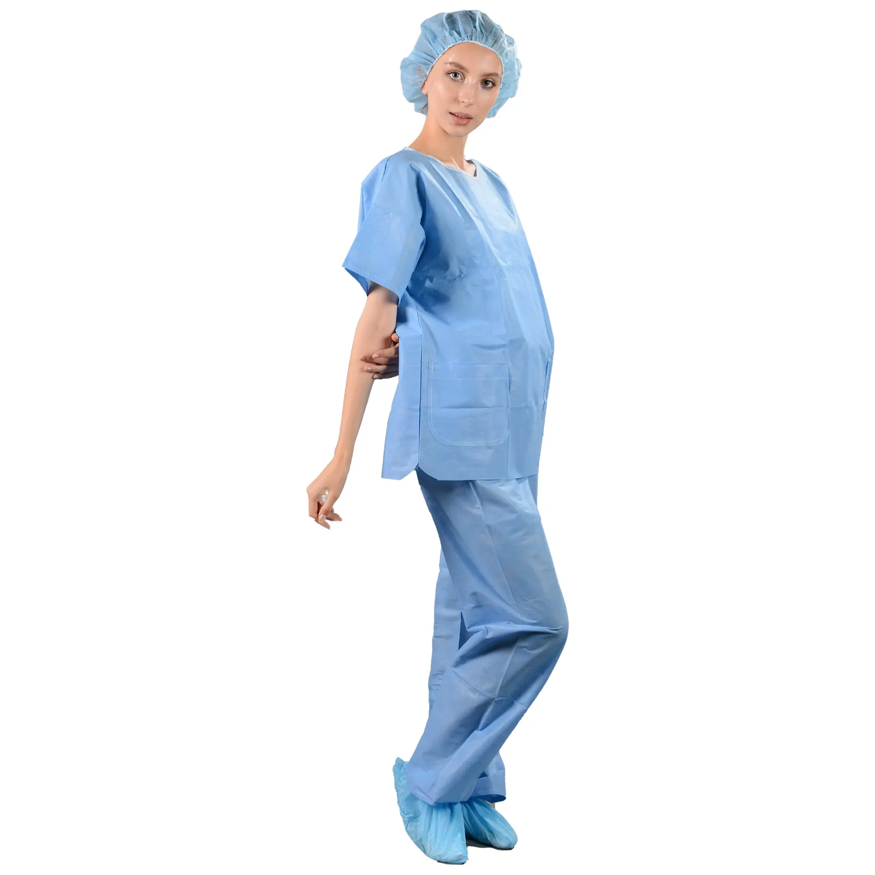 Wegwerp Niet-Geweven Unisex Medisch Gebruik Artsen Scrub Pakken Met Broek Ziekenhuis Verpleegkundige Arts Uniform Set