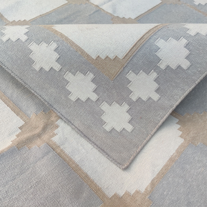 Alfombra de área grande, tejido plano de algodón, Dhurrie, diseño geométrico Art Deco, estilo atemporal para sala de estudio, comodidad - Product Image 4