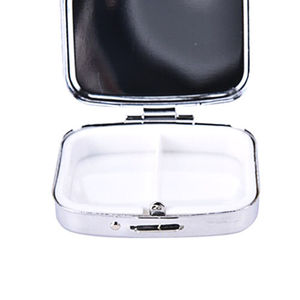 Boîte à pilules rectangulaire personnalisable en métal avec miroir pour promotion - Product Image 1