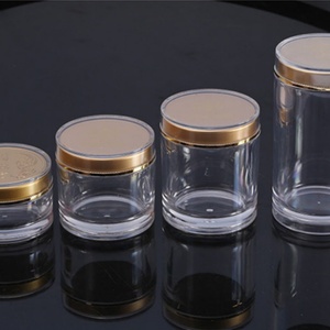 100ml Transparent Cosmetics Container Amber Brown <b>Glass</b> <b>Jars</b> with Black Plastic <b>Lids</b> - Product Image 2