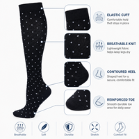 Chaussettes de compression à pois, hauteur genou, respirantes, de soutien, pour hommes et femmes, pour la course, le travail, les voyages et la circulation sanguine