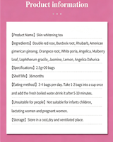 Teh Herbal Penunjang Kecantikan Kulit 2.5g*20 Sachet Label Pribadi Kustom, Campuran Herbal Alami, Pasokan Pabrik, OEM ODM*