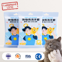 Huisdierhandschoenen met vochtige doekjes voor het wassen en verzorgen van honden en katten, dikke verzorgingsdoekjes