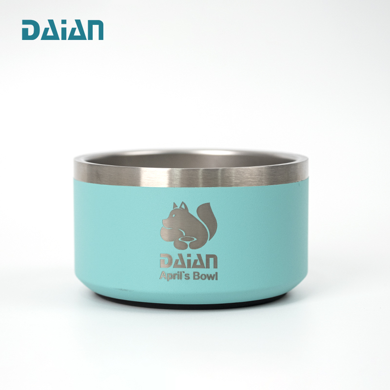 Wholesale Nonslip Color Double Wall 18oz Pet Food Bowl Metal Dog Bowl with Silscone Ring Bottom