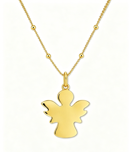 Collar con Colgante <span class=keywords><strong>de</strong></span> Ángel Personalizado en Acero Inoxidable Chapado en Oro <span class=keywords><strong>de</strong></span> 18K, Cadena Satellite Resistente al Deslustre, Grabable, Regalo <span class=keywords><strong>para</strong></span> <span class=keywords><strong>Mujer</strong></span> - Product Image 1