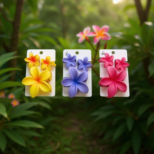 Pinces à cheveux Angelina Frangipani 10 cm, fleurs en plastique, accessoires décontractés pour femmes, lot de trois pièces - Product Image 2
