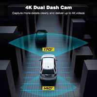 Kamera ganda 4K + 2K 2023, perekam mengemudi layar sentuh dengan Gadget mobil Wifi kamera dasbor depan dan belakang