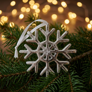 Ornement de Noël en aluminium Sonnet Decor avec motif étoile en relief, fait main, à suspendre, décoration de maison, design durable - Product Image 2