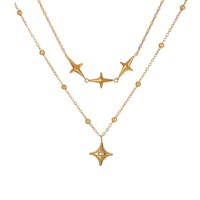 Collier pendentif double couche plaqué or 18 carats MW, motif soleil, tendance été, en acier inoxydable doré et argenté, éclat étoilé, pour femme, idéal cadeau
