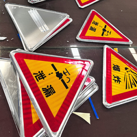 Panneaux de signalisation routière triangulaires réfléchissants en aluminium, rouge + noir, imprimés UV, tôle galvanisée, 30 cm, réflectivité de quatrième catégorie