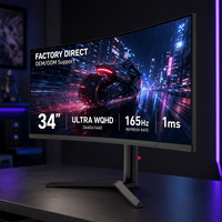 Monitor curvo para juegos de 34 pulgadas, 165Hz, 1ms, 1500R, 4K UWQHD, de fábrica OEM ODM a bajo precio, monitores LCD OEM, monitor para PC.