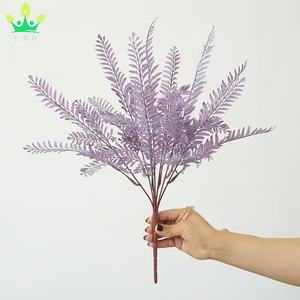 Arbustes de Boston artificiels fougère en plastique <span class=keywords><strong>feuilles</strong></span> violettes buissons d'herbe persane maison jardin véranda Parterre centres de Table décor - Product Image 5