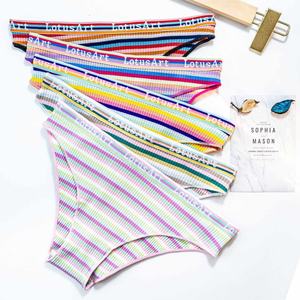 Ventes en gros de culottes en coton côtelé rayées pour femmes, jolies culottes pour jeunes filles, bikinis taille basse, grandes tailles, adolescents, sous-vêtements élégants - Product Image 5