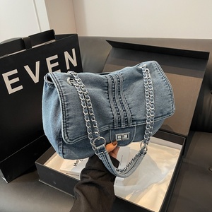 CT40 grande capacité femmes vêtements de loisirs jeans sacs style vintage dames mode sacs fourre-tout avec chaîne poignée beaux sacs à bandoulière - Product Image 1