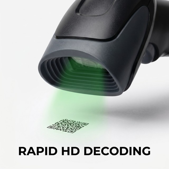 Wide Temperature Industrial 2D Barcode Scanner with 360° Decoding, Handheld Barcode Reader for Manufacturing Factory
