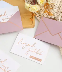 4x6 Inches Rose Gold Printing Business Card Custom Grateful Greeting Paper Cards Thank You Cards with Envelopes