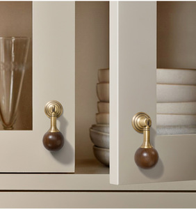 Poignée de meuble en laiton et noyer, bouton de placard, tirette de tiroir, rose vintage moderne pour l'ameublement intérieur - Product Image 6