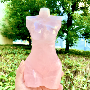 Grosir kristal alami 19cm mawar dewi kuarsa tubuh besar kualitas tinggi penyembuhan dipoles merah muda kristal Dewi tubuh untuk hadiah - Product Image 4