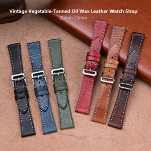 Correa de reloj de cuero vintage curtido al aceite para <span class=keywords><strong>Oris</strong></span> 20mm 22mm, suave, de liberación rápida - Product Image 2