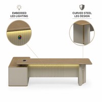 L型办公桌套装 金属腿 E1 刨花板 真空成型 LED灯条 行政办公桌 密码锁