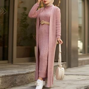 OEM Jersey cotone abbigliamento islamico modesta veste caftano Femme arabo Jilbab abbigliamento etnico maglione inverno Abaya donna abito musulmano - Product Image 1