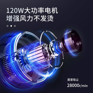 <b>Handheld</b> <b>Vacuum</b> Cleaner 11000Pa Suction 120W Wireless Charging For Car And Home Use With Large Capacity Battery - Product Image 3