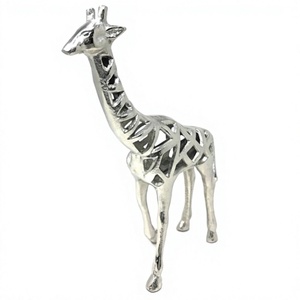 Escultura Moderna de Jirafa de Metal Plateado, Estatua Abstracta con Recortes, Figura de Animal Contemporánea para Decoración de Sala de Estar - Product Image 1