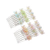 Peigne à cheveux Kawaii mini coquillage fleur strass multicolore pour femmes et filles, accessoires capillaires pour le quotidien, l'été, la plage, les mariages, les bals de promo et les fêtes