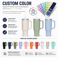Mug Kopi Perjalanan Vakum Dinding Ganda 40 oz dengan Logo Custom, Grosir Tumbler Stainless Steel 30oz 40oz untuk Luar Ruangan dengan Gagang dan Sedotan