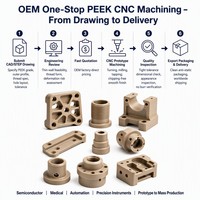 Pièces en plastique PEEK usinées CNC OEM, tournage et fraisage sur mesure, service d'usinage de polymères haute performance, surface en acier inoxydable