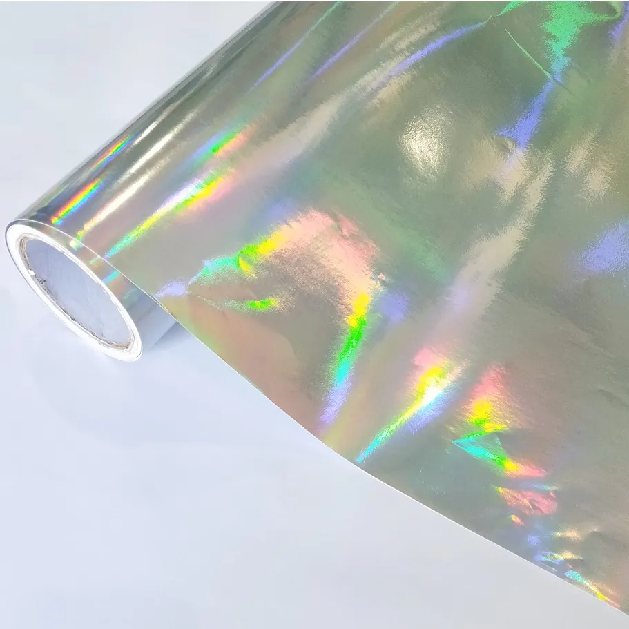 Laser Chrome Rainbow printing PVC Holographic vinile autoadesivo materiali postali a bordo vinile adesivo rimovibile