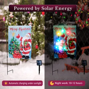 Lighted LED Holiday Garden Flags For Outside Christmas Garden Flag 12x18 Double Sided