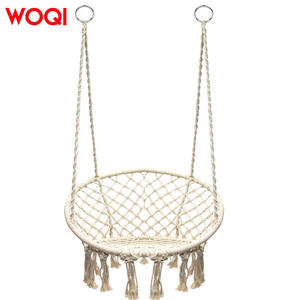 Silla Colgante Redonda para Exteriores Woqi, Hamaca de Cuerda Estilo Bohemio, Blanca, Carga Máxima 120 kg, Columpio para Patio, Muebles de Jardín - Product Image 5