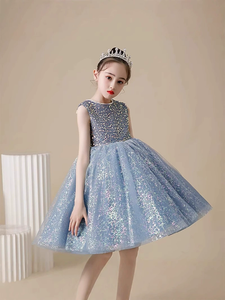 Abito Formale per Bambine, Vestito <span class=keywords><strong>da</strong></span> Principessa con Paillettes e Tulle Vaporoso, Abito per Esibizioni di Pianoforte, Vestito <span class=keywords><strong>da</strong></span> Piccola Presentatrice per Sfilate - Product Image 5